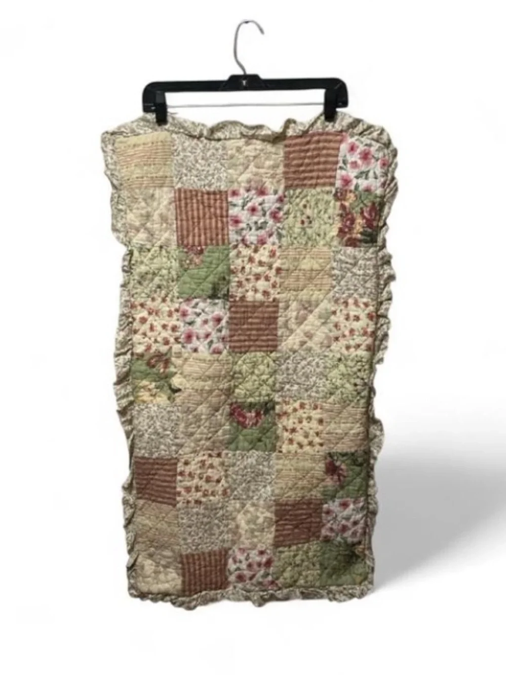 Patchwork Quilted Pillow Cases in Green and Brown- Set of 2